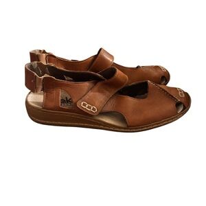 Rieker Antistress Cognac Leather Mary Jane Comfort Sandals Shoes Sz 41/9.5 Wedge